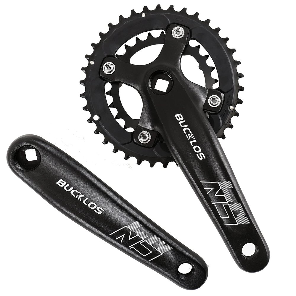 BUCKLOS Double/Triple 64/104 BCD Square Taper Bike Crankset - 2x/3x Mountian Bike MTB 170mm Bicycle Cranksets with 22/24/26/32/38/42/44T Chainring for 8/9/10 Speed