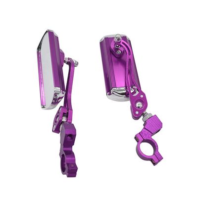 ihreesy Handlebar Bike Mirror,Bicycle Rear View Mirrors Aluminum Alloy Motorcycle Side Mirror Shockproof Bike Glass Mirror for 21mm to 24mm Handlebar Mountain Road Bike,Purple
