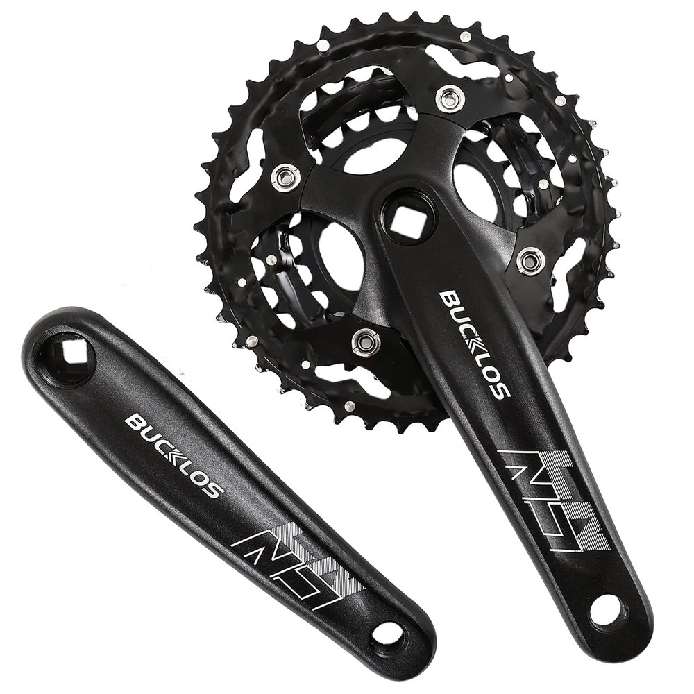 BUCKLOS Double/Triple 64/104 BCD Square Taper Bike Crankset - 2x/3x Mountian Bike MTB 170mm Bicycle Cranksets with 22/24/26/32/38/42/44T Chainring for 8/9/10 Speed