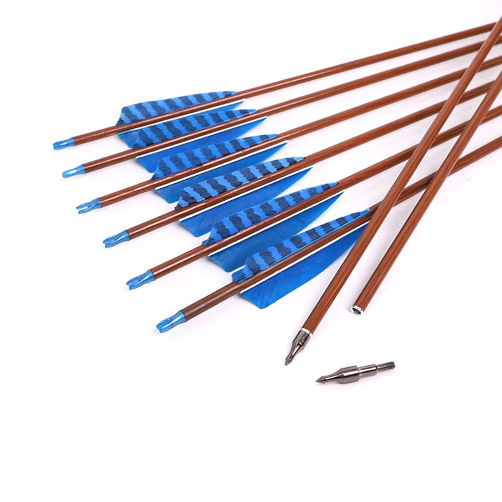 ACCMOS Spine 500 Arrow 28 Inch Arrow Target Practice Arrow Hunting Arrow Carbon Arrows Compound Bow Recurve Bow Adult Youth Archery Indoor Outdoor Shooting Field Tip 12pc Wooden Wood-Like