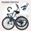 Barbella Adult Folding Tricycles Folding Bikes, 7 Speed 20/24/26 Inch 3 Wheel Adult Trikes Cruiser Bike with Large Basket, Foldable Tricycle for Adults, Women, Men, Seniors view 4
