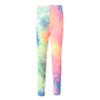 dPois Kids Girls' Stretchy Leggings Tie Dye Printed Pants Soft Dance Tights Full Length Trousers Active Dance wear Pink&Fluorescent_Gre 1-2 view 1