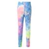 dPois Kids Girls' Stretchy Leggings Tie Dye Printed Pants Soft Dance Tights Full Length Trousers Active Dance wear Pink&Fluorescent_Gre 1-2 view 2