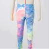 dPois Kids Girls' Stretchy Leggings Tie Dye Printed Pants Soft Dance Tights Full Length Trousers Active Dance wear Pink&Fluorescent_Gre 1-2 view 3
