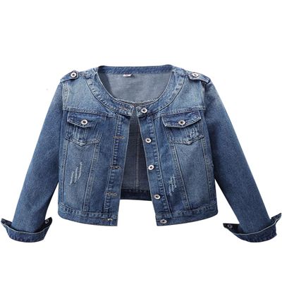 Snoly Women's Jean Buttons Ripped Denim Jackets Coats with Detachable Hood (Blue, Large)