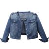Snoly Women's Jean Buttons Ripped Denim Jackets Coats with Detachable Hood (Blue, Large) view 1