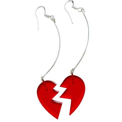 OfficialOtaku Red Heart Polnareff Copslay Earrings - Pair