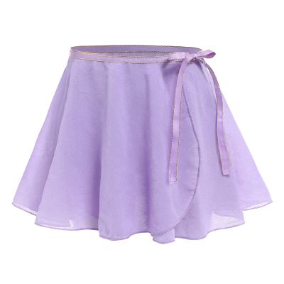 Ballet Wrap Skirt for Girls Chiffon Ballet Dance Skirt Toddler Kids Princess Ballerina Dancewear with Tie Waist Child Basic Over Scarf Skate Skirted Glitter Ballet Tutu Dress Purple 7-9 Years