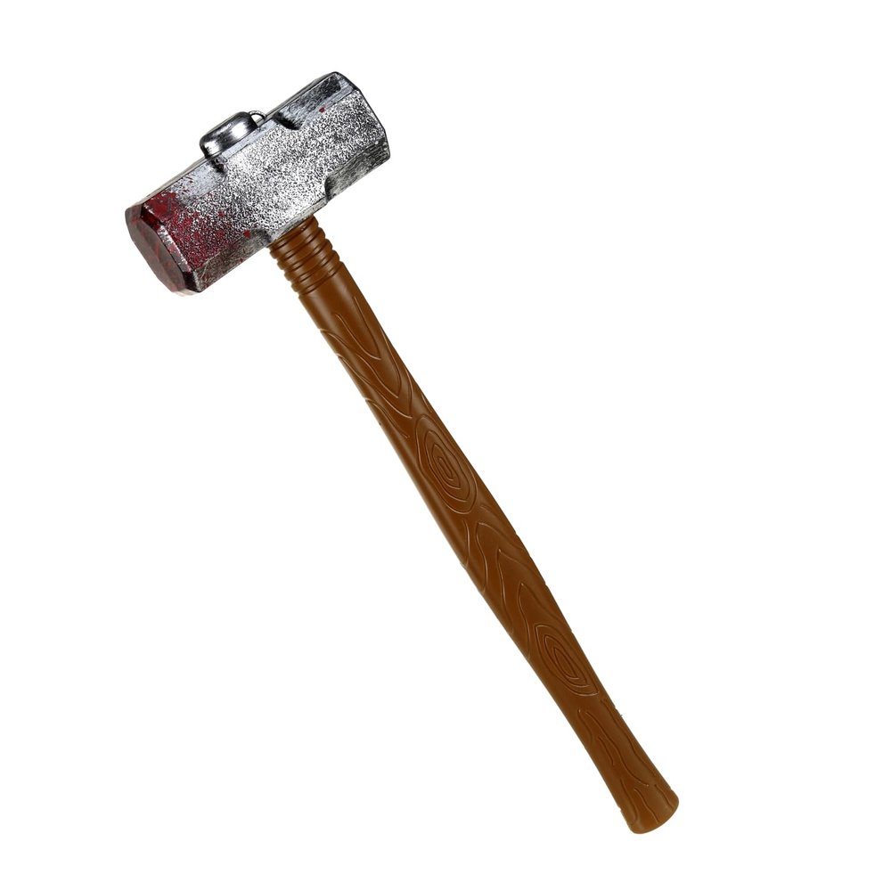 BinaryABC Plastic Fake Hammer Prop,Lightweight Sledge Hammer for Halloween Costume Accessory,Bloody Toy Weapon for Cosplay & Scary Props
