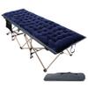 REDCAMP Folding Camping Cots for Adults with Mattress Pad, Soft and Comfortable for Outdoor Indoor Office Sleeping (Blue Thicker Pad, Grey Oversized Cot) view 1