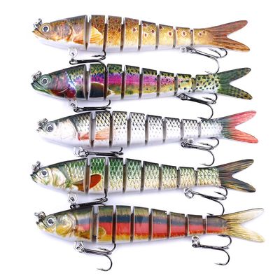 LURESMEOW Fishing Lures - Multi Jointed Swimbaits, Slow Sinking, Bionic Lifelike Swimming, Freshwater & Saltwater Bass Fishing Baits Kit - 5PCS