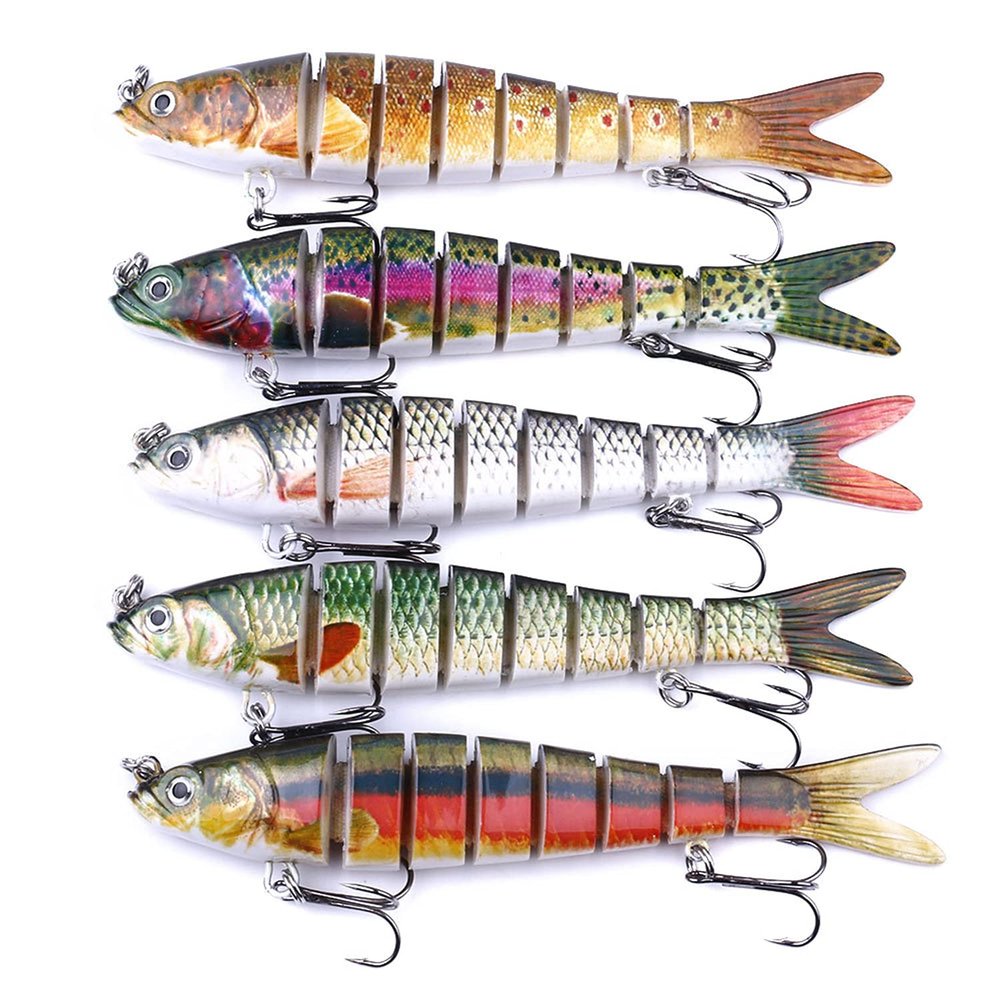 LURESMEOW Fishing Lures - Multi Jointed Swimbaits, Slow Sinking, Bionic Lifelike Swimming, Freshwater & Saltwater Bass Fishing Baits Kit - 5PCS