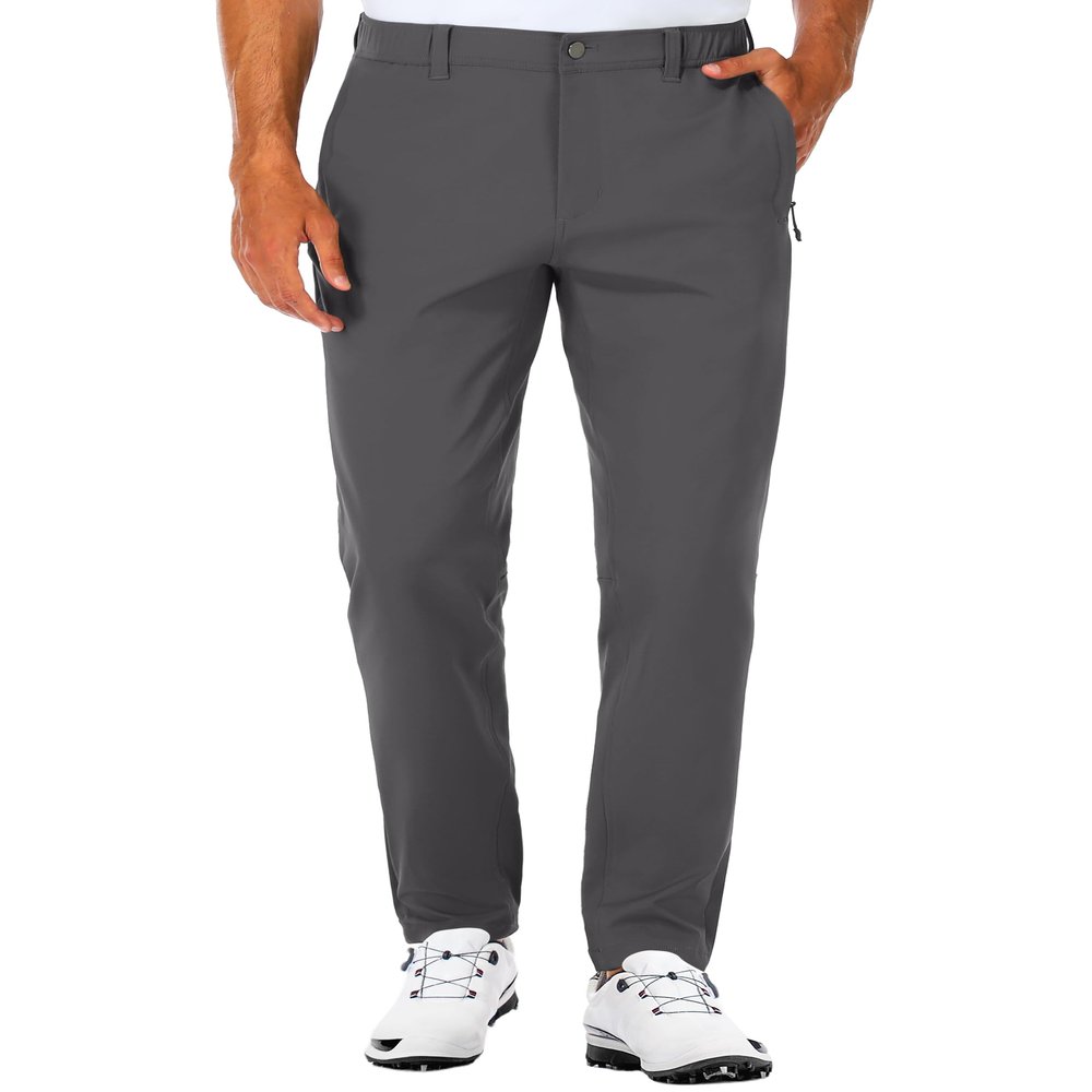 SPECIALMAGIC Golf Work Pants for Men Outdoor Pants Stretch Casual Ripstop Pants Golf Tapered Lightweight Pockets Grey,36W30L