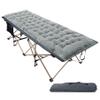 REDCAMP Folding Camping Cots for Adults with Mattress Pad, Soft and Comfortable for Outdoor Indoor Office Sleeping (Grey Thicker Pad, Grey Oversized Cot) view 1