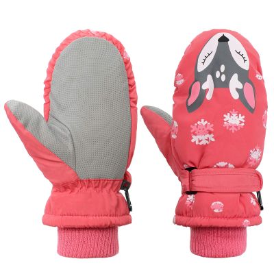 American Trends Toddler Mittens Winter Snow Glove waterproof mitten Warm Fleece Kid Ski Gloves for Boys Girls Pink Fox S