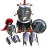 Medieval Roman King Leonidas 300 Spartan Helmet W/Red Plume + Muscle Body Armor Cuirass + Shield + Leg Or Arm Guard Silver Halloween Costume LARP Custom Size view 1