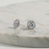 DiamonBliss Platinum Plated Silver 1ct Round Cut Floating Halo Stud Earrings view 3