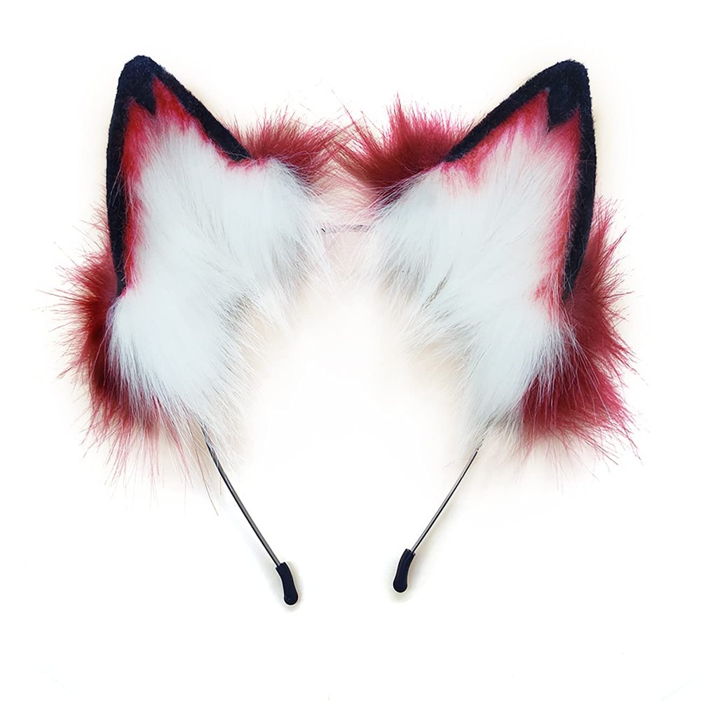 QinRuan Fox Cat Long Fur Ears Hair Headwear Wolf Animal Anime Halloween Cosplay Costume