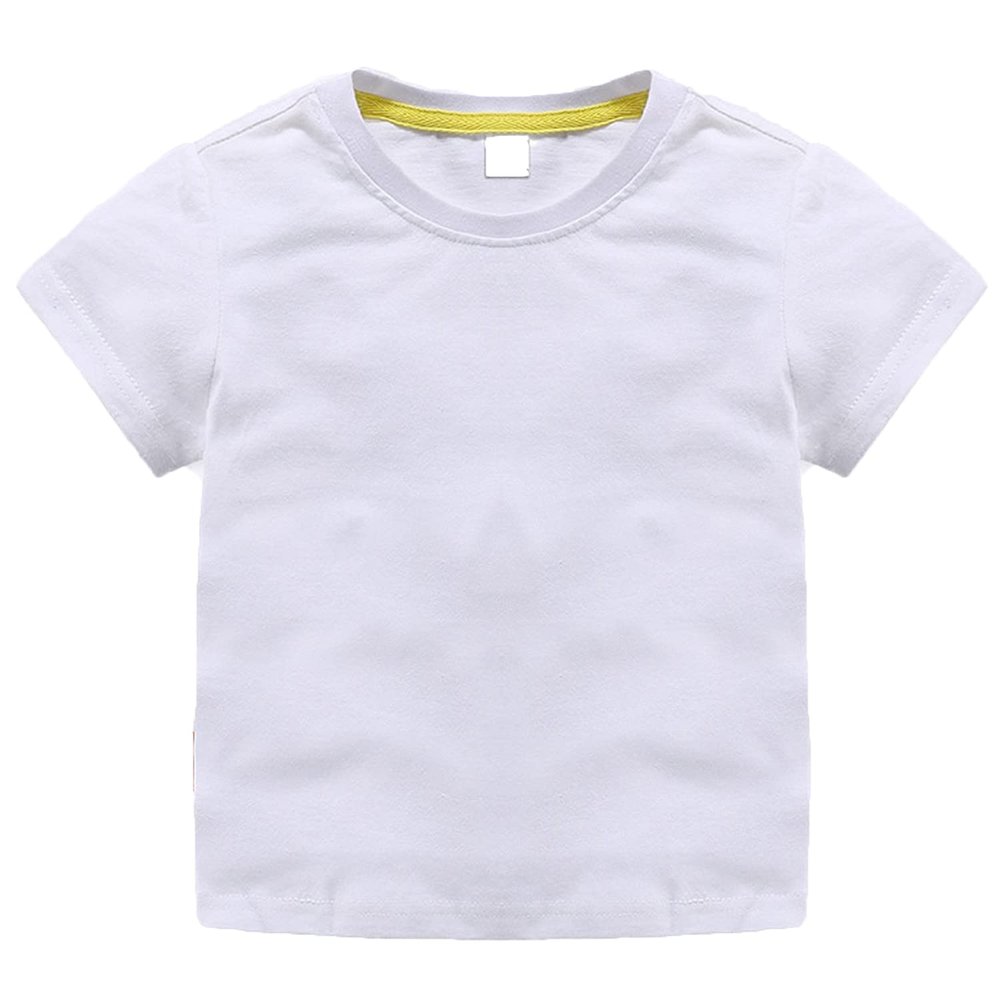 Unisex Kids Baby Soft Cotton Basic T-Shirt Crew Neck Short Sleeve Tops Shirt Solid Tees Boys Girls Summer Clothes (White,2-3T,2 Years,3 Years)