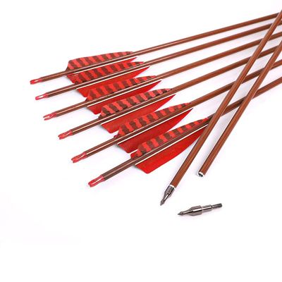 Spine 500 Arrow 28 Inch Arrow Target Practice Arrow Hunting Arrow Carbon Arrows Compound Bow Recurve Bow Adult Youth Archery Indoor Outdoor Shooting Field Tip 12pc Wooden Wood-Like