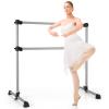 GOFLAME 4FT Ballet Barre Portable, Freestanding Double Ballet Barre Height Adjustable with Anti Slip Base, Heavy Duty Stretch Dance Bar for Home Workout (Sliver) view 1