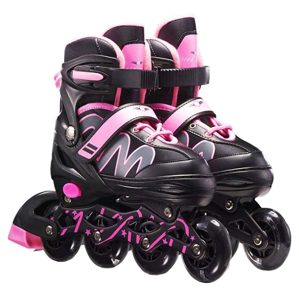HLCUI Inline Skates,Men and Women Adjustable Inline Skates Adult Fitness Skates Roller Skates for Boys Girls Beginners,B,S (26~33)