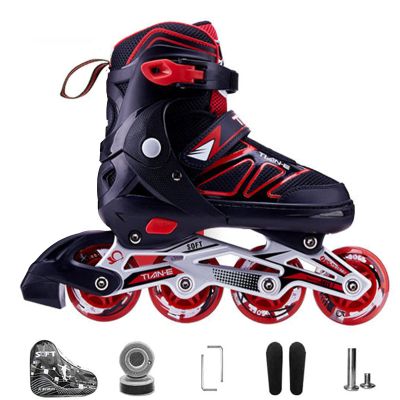 HLCUI Kids Men Women Inline Skates 30-41, 8 Unique LED Wheels, ABEC-7 Chrome Ball Bearings Adjustable Unisex Fitness Skates for Adults Beginners Girls Boys,C,M.34~37
