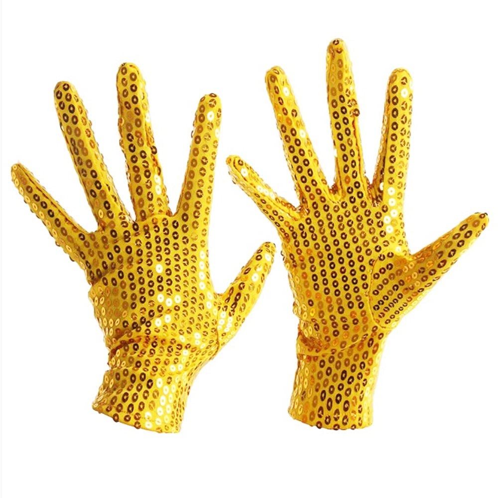 Men's Women's Sparkling Sequin Dance Gloves - Fancy Dress Party Costume Halloween Cosplay Glitter Short Gloves for Stage Show Dancer Dress Up Accessory