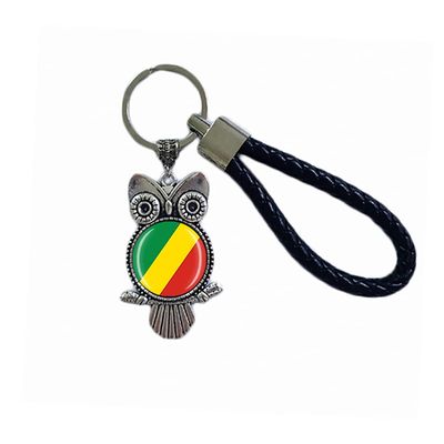 Flag Key Chain Congo Souvenir Gift Key Ring Owl Pendant Keychain For Men Women