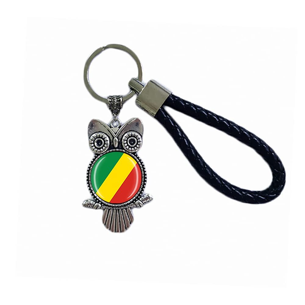 Flag Key Chain Congo Souvenir Gift Key Ring Owl Pendant Keychain For Men Women