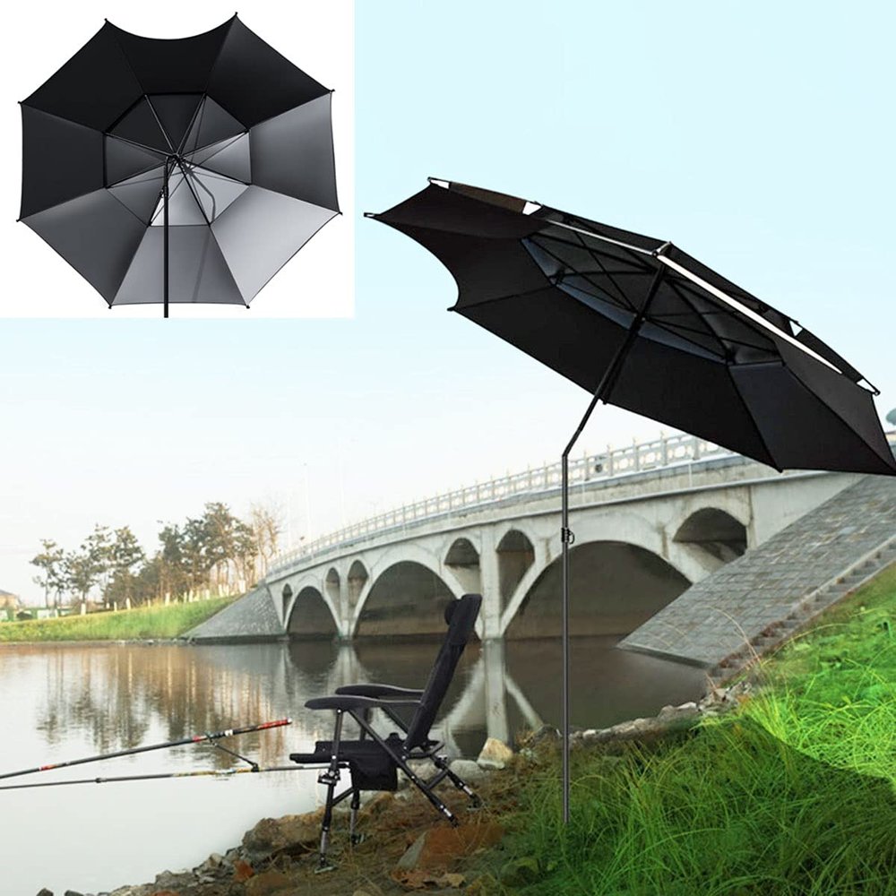 Large Beach Umbrella, Windproof Umbrella for Fishing Outdoor Patio deck Sand, Adjustable Tilt,UV Protection, Sun Shelter, Portable Carry Bag (Size : 2.4M/7.8ft)