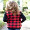 XFGLCK Toddler Kids Baby Girls Vest Coat Plaid Zipper Jacket Christmas Outfits Sleeveless Fall Winter Outwear with Pocket (Red, 1-2 Years) view 4
