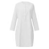 Dress for Women, Women's Solid Cotton Linen Dress, Womens Long Sleeve O-Neck Maxi Pockets Loose Baggy Long Dress White view 3
