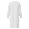 Dress for Women, Women's Solid Cotton Linen Dress, Womens Long Sleeve O-Neck Maxi Pockets Loose Baggy Long Dress White view 4