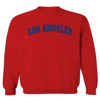 Los Angeles California Cali LA Retro Blue Men's Crewneck Sweatshirt (Red, Medium)