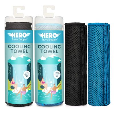 Hero Cooling Towel - Hiking, Sports - Yoga (Pack of 2) Ultra Soft Microfiber 40 x 12