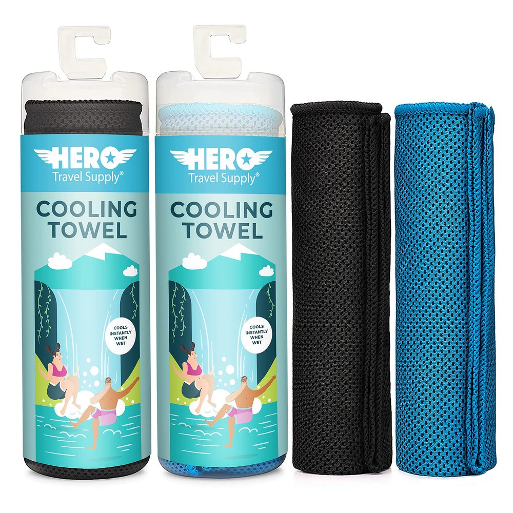 Hero Cooling Towel - Hiking, Sports - Yoga (Pack of 2) Ultra Soft Microfiber 40 x 12