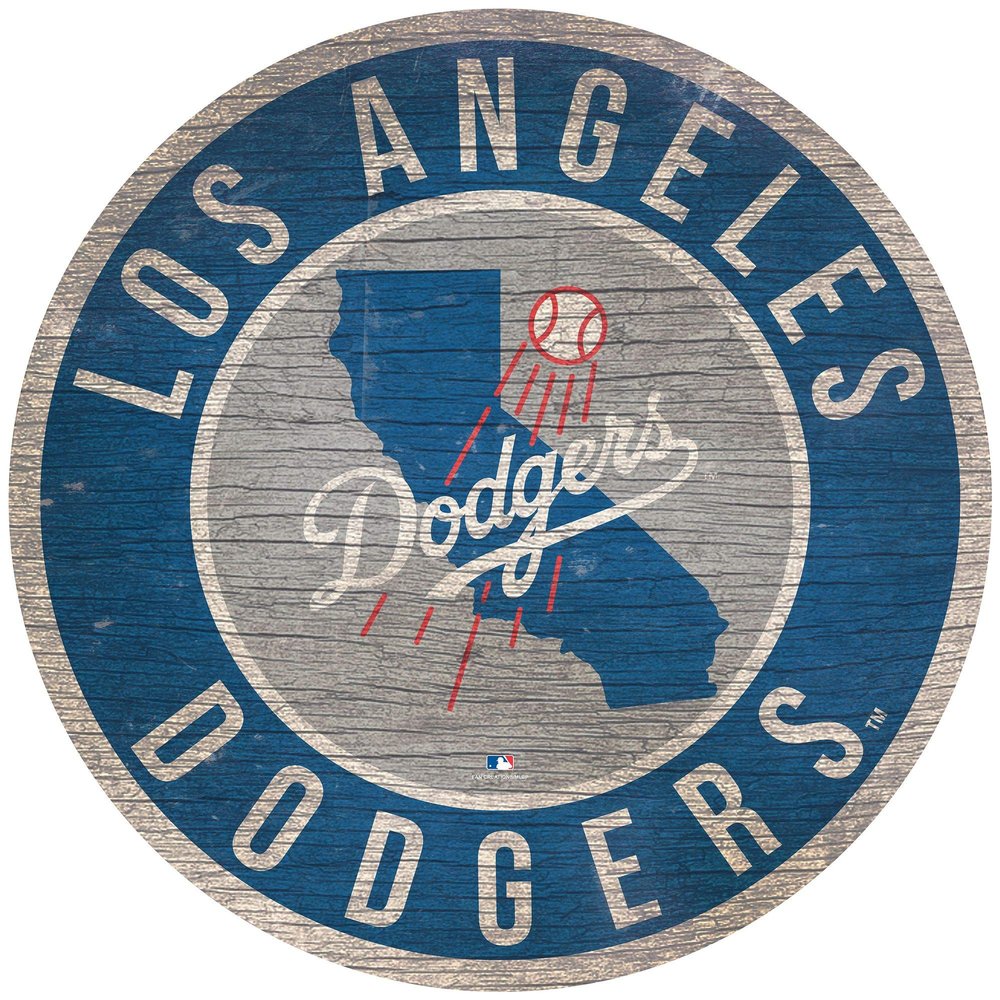 GameDay Novelties Dodgers 12" Circle with State and Team Logo Wood Sign