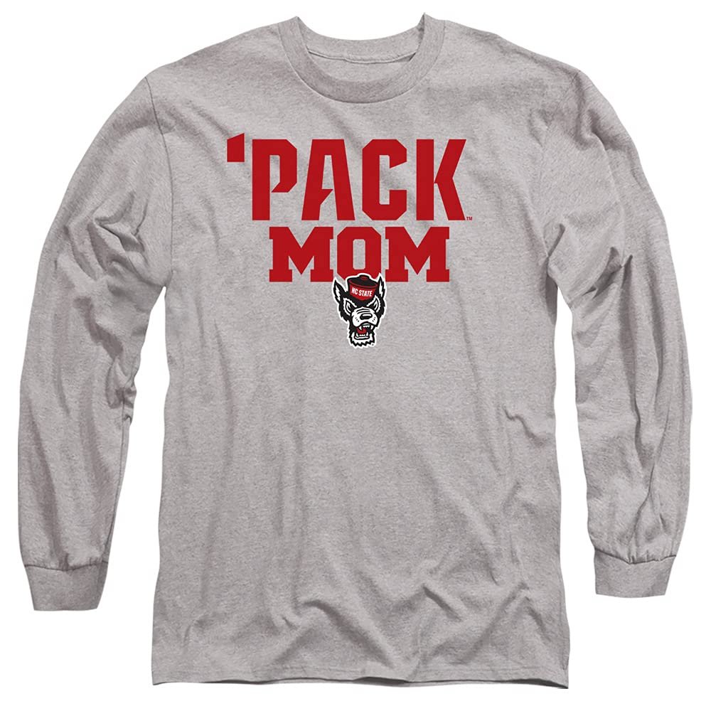 NC State Wolfpack Official Mom Unisex Adult Long-Sleeve T Shirt,Athletic Heather, 3X-Large