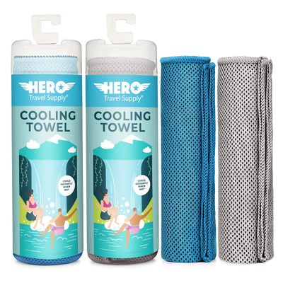 Hero Cooling Towel, Hiking, Sports, Yoga (Pack of 2) Ultra Soft Microfiber, 40 x 12