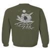 Front and Back Funny Skeleton Summer Beach Good Vibes surf Surfing Men's Crewneck Sweatshirt (Olive, X-Large) view 3