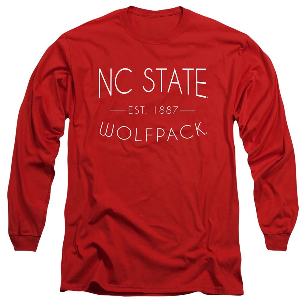 NC State Wolfpack Official Simple Unisex Adult Long-Sleeve T Shirt,Red, X-Large