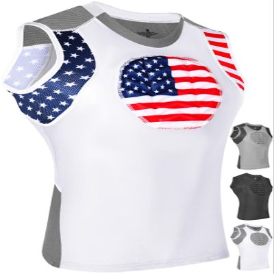 Exxact Sports Youth Baseball Chest Protector, Padded Sternum Heart Guard Shirt, Softball Chest Protector Girls Youth (Patriot, YL)