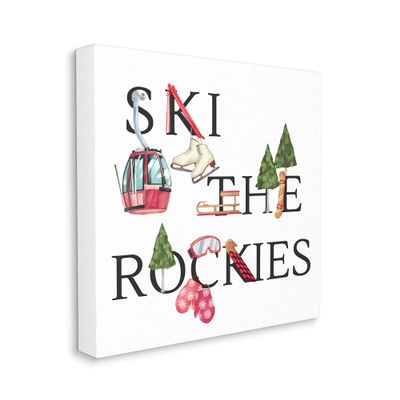 Stupell Industries Ski The Rockies Winter Seasonal Sports Phrase