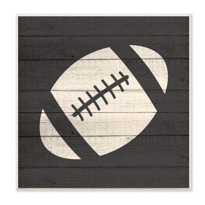Stupell Industries Football Shape Sports Planked Country Pattern