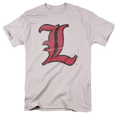University of Louisville Official Distressed Primary Unisex Adult T-Shirt, Silver, Large