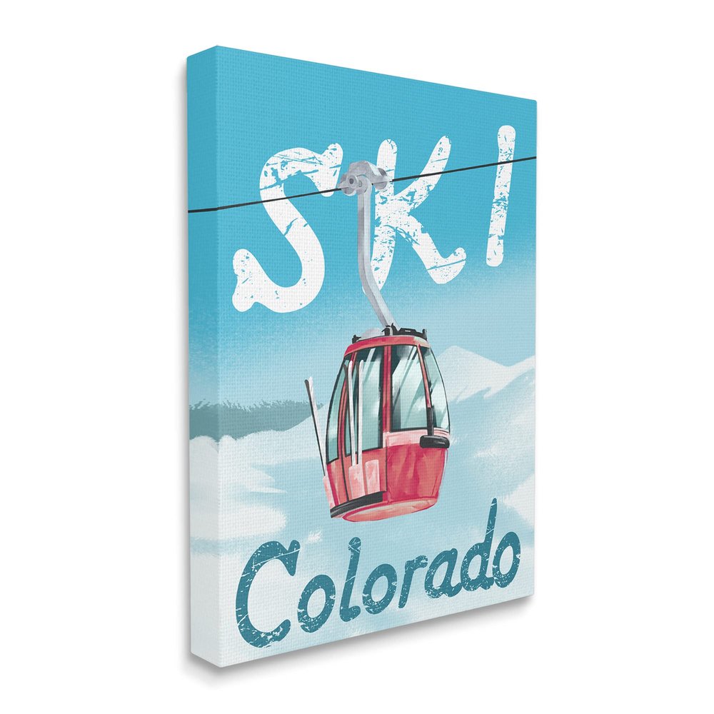 Stupell Industries Ski Colorado Winter Mountain Trolly Snowy Hill
