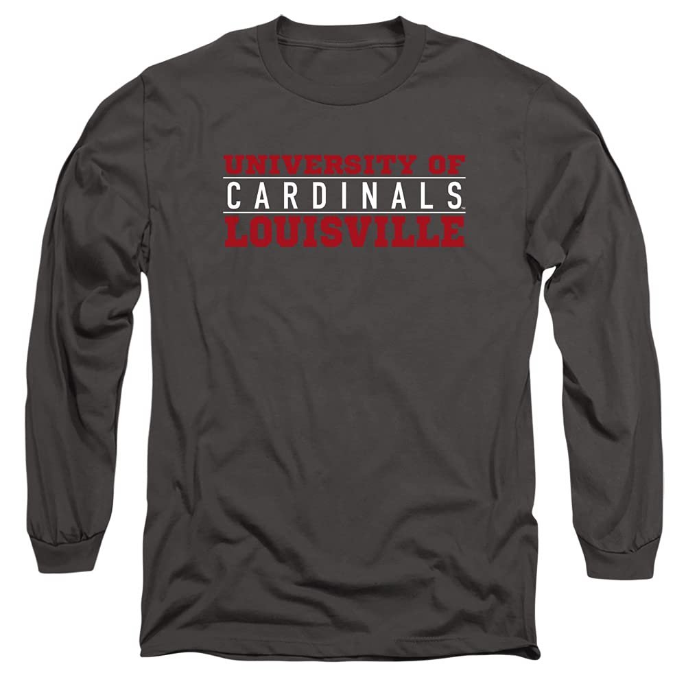 University of Louisville Official Between The Lines Unisex Adult Long-Sleeve T Shirt,Charcoal, Small