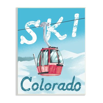 Stupell Industries Ski Colorado Winter Mountain Trolly Snowy Hill