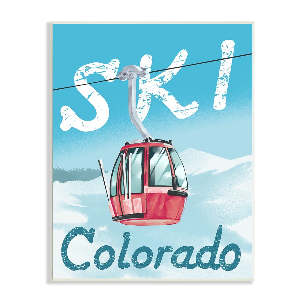 Stupell Industries Ski Colorado Winter Mountain Trolly Snowy Hill